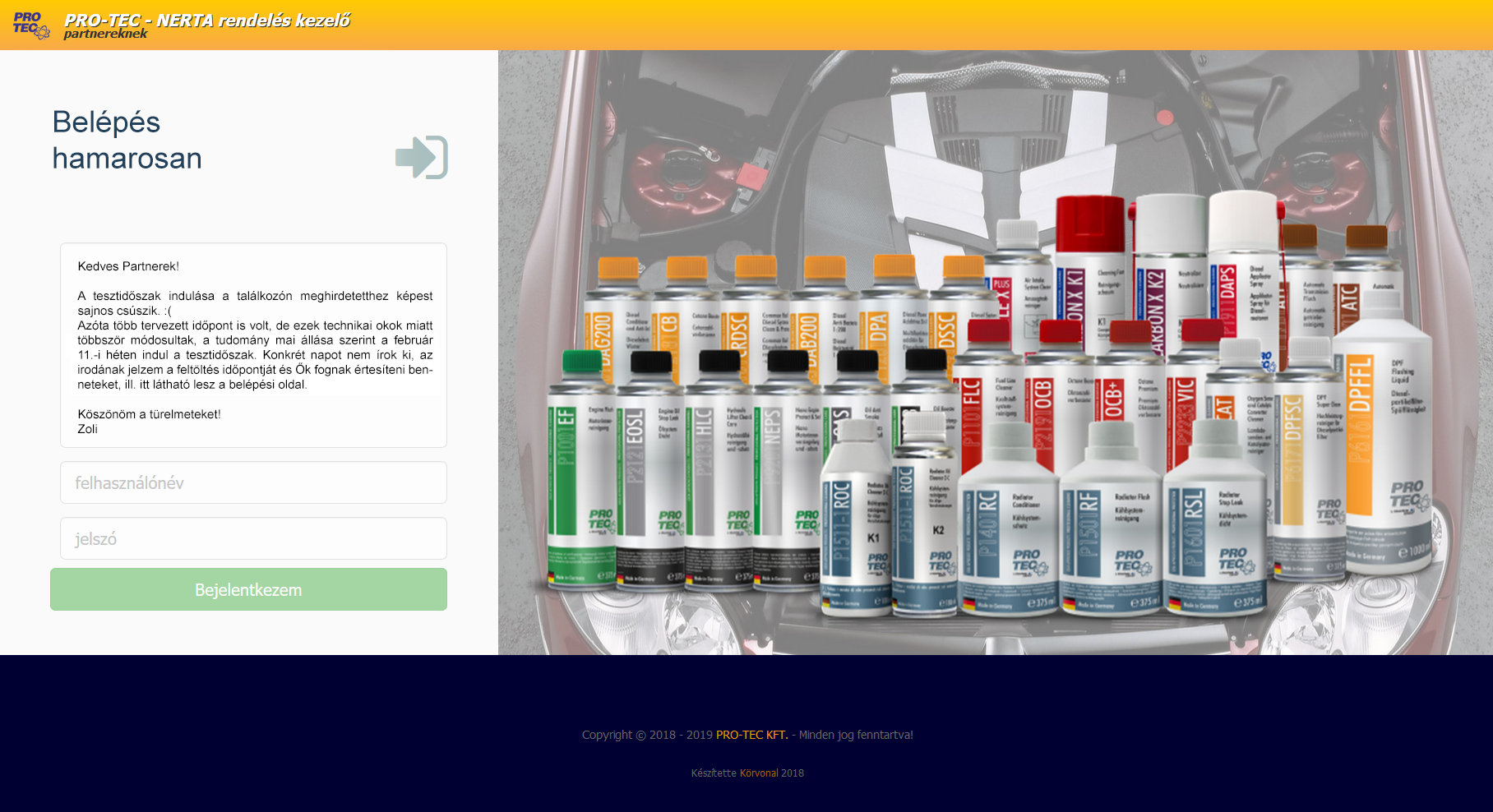PRO-TEC termék rendelés partnereknek - hamarosan